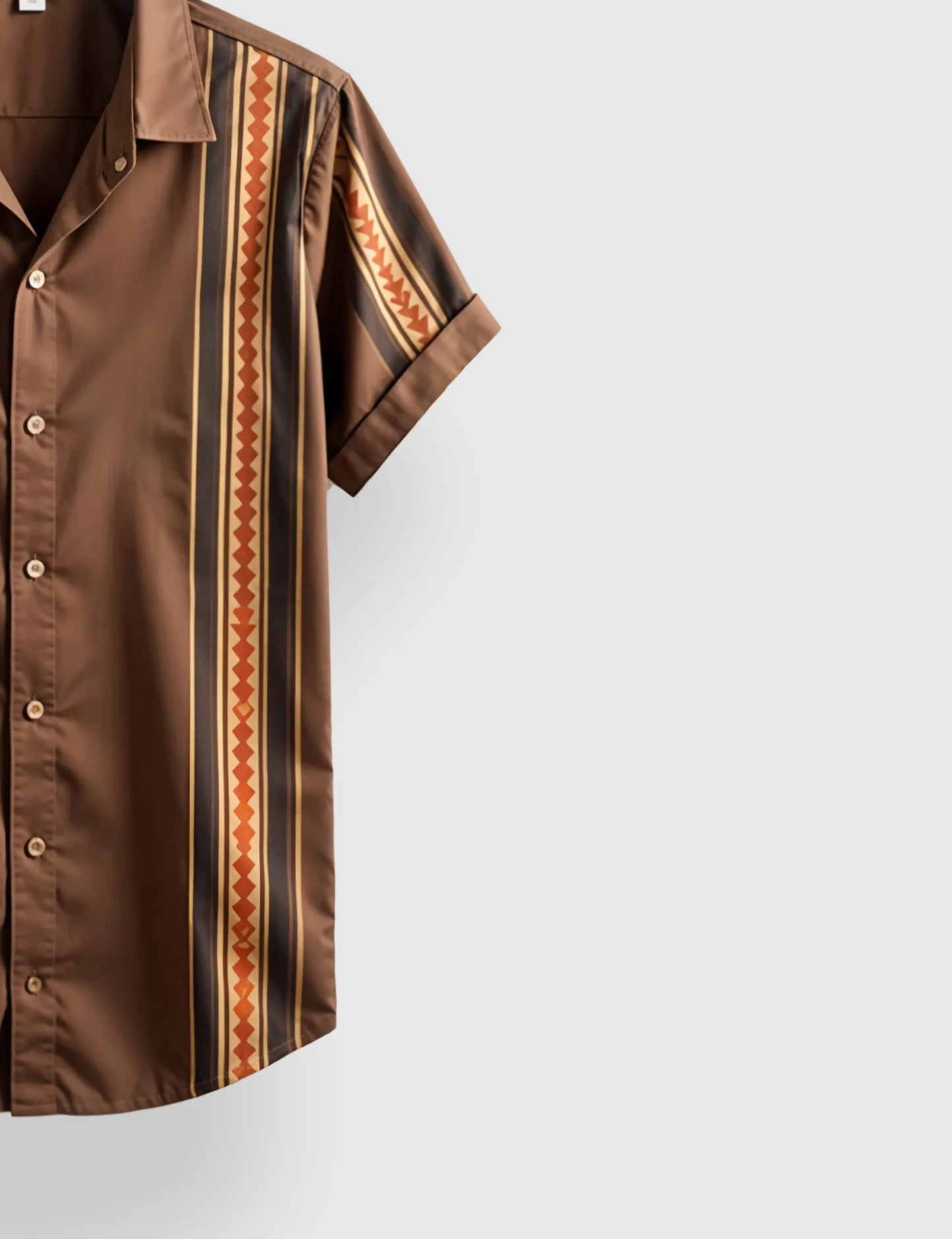 Brown Vertical Line Men's Half Sleeves Printed Shirt Exclusive