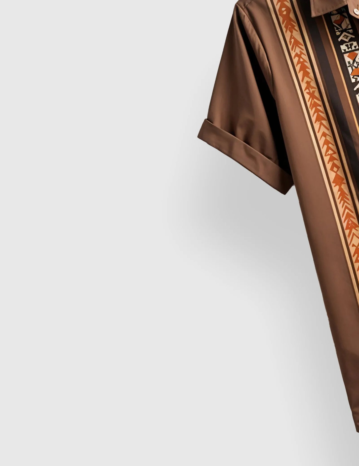 Brown Vertical Line Men's Half Sleeves Printed Shirt Exclusive