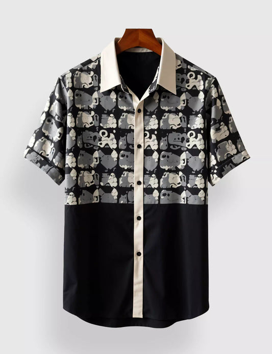 Black Elephant Designer Men's Half Sleeves Printed Shirt Exclusive