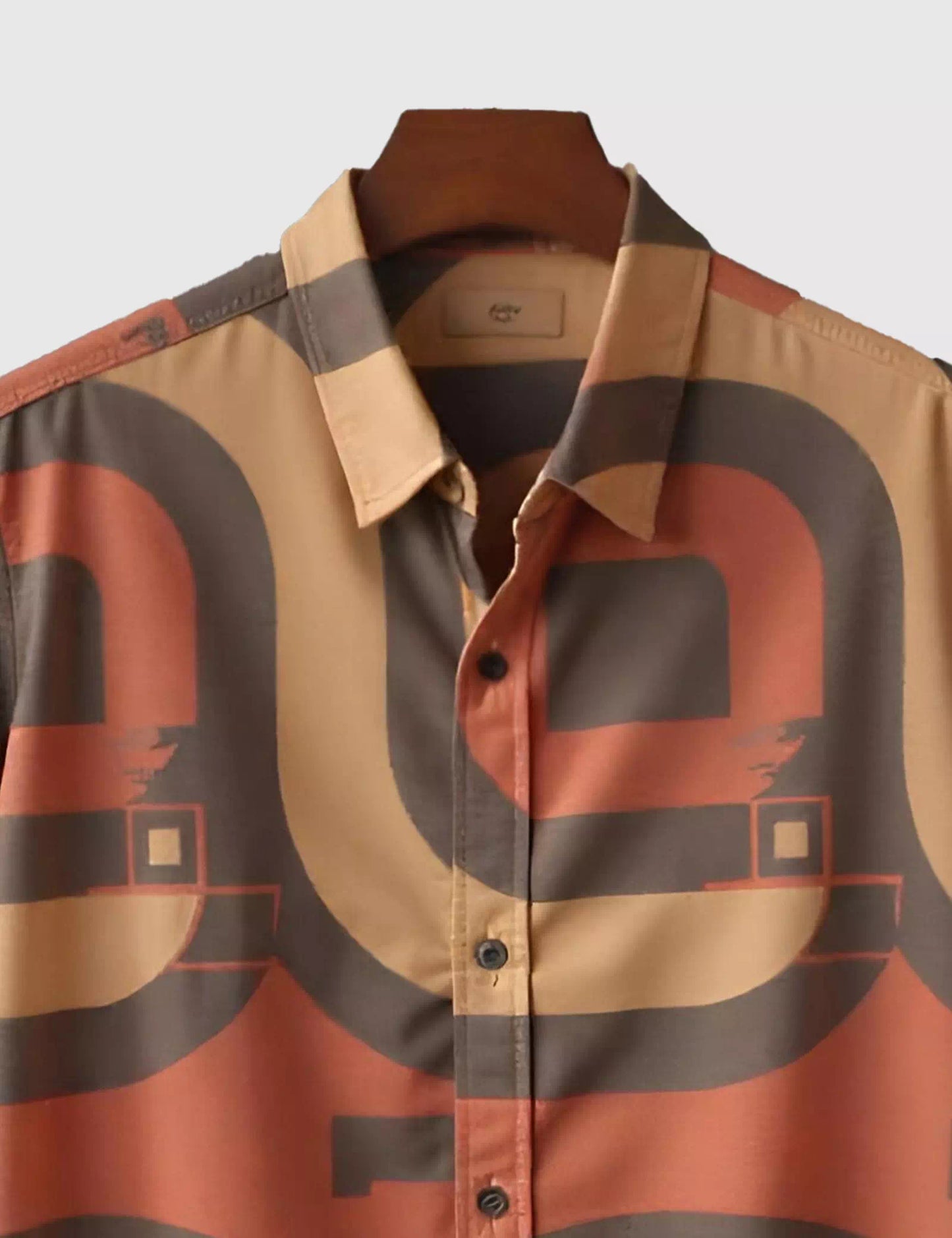 Brown Geometric Designer Men's Half Sleeves Printed Shirt Exclusive