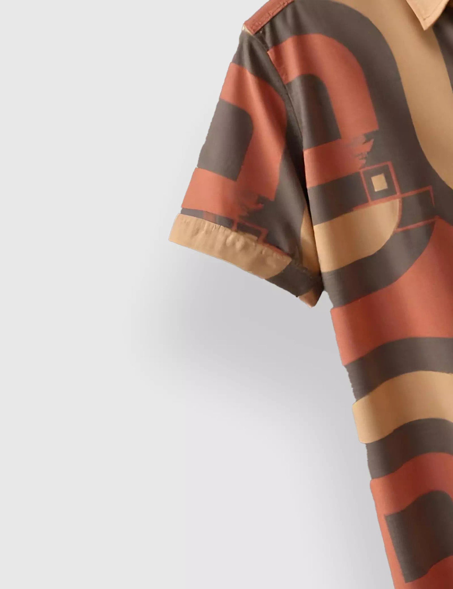 Brown Geometric Designer Men's Half Sleeves Printed Shirt Exclusive