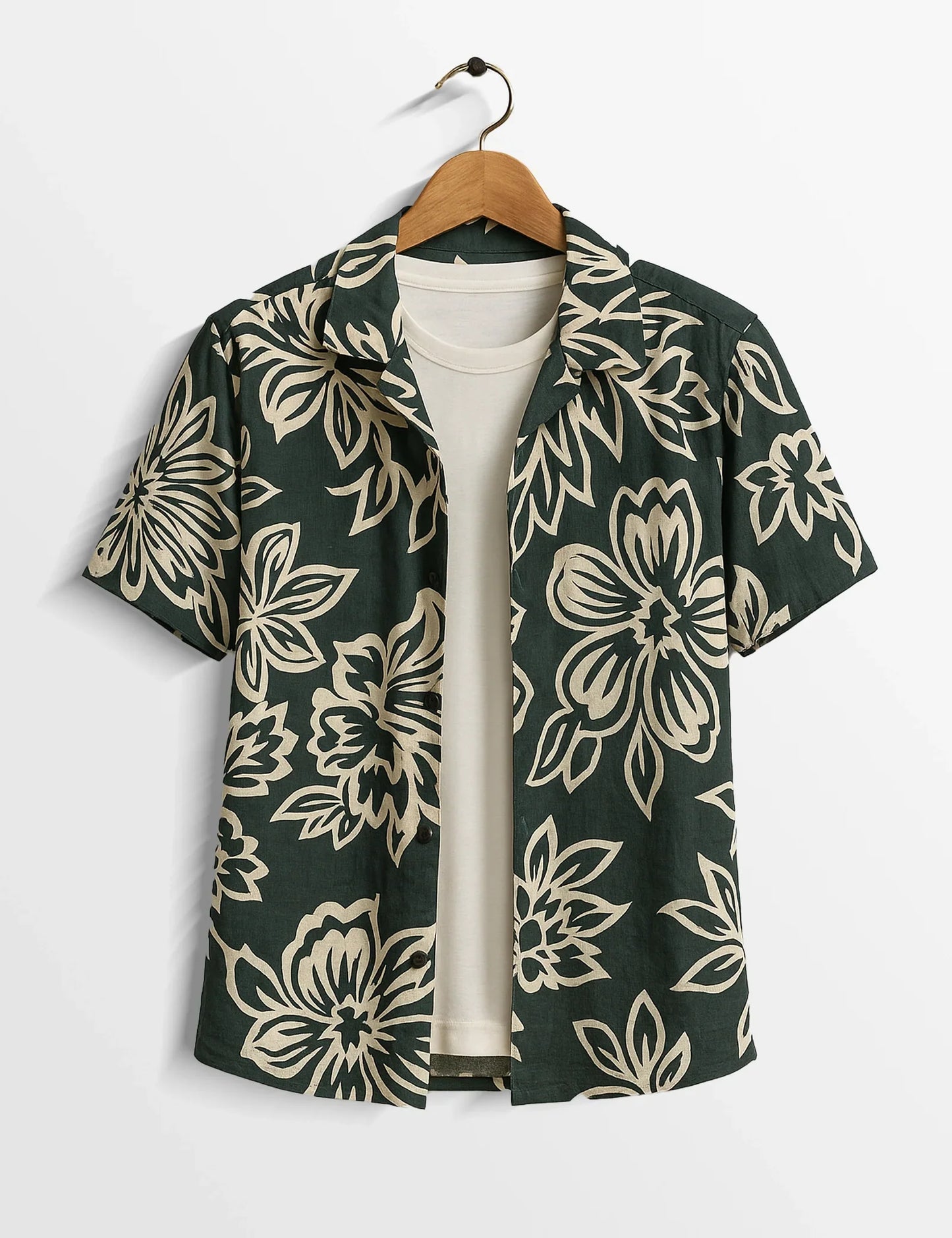 Big Flower Printed Urban Cotton Gentleman's Shirt for Men