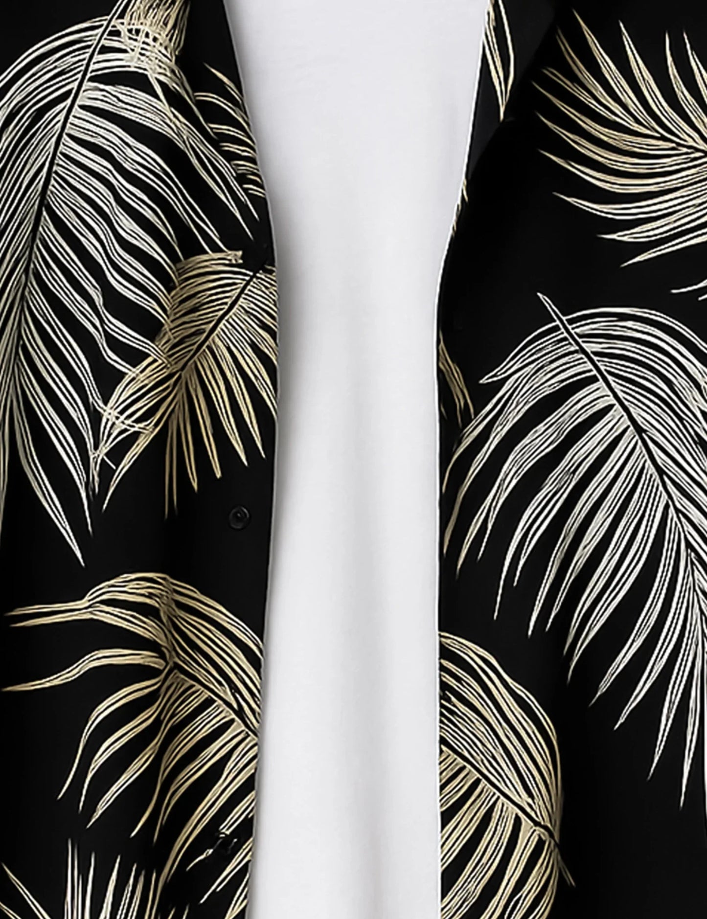 Black Leaves Printed Modern Fit Everyday Cotton Shirt for Men