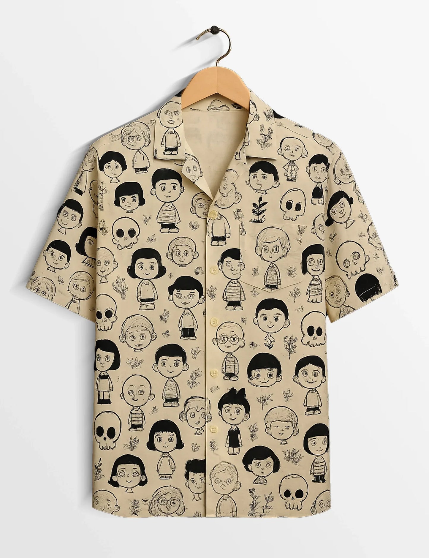 Cartoon Printed Tailored Touch Cotton Shirt for Men