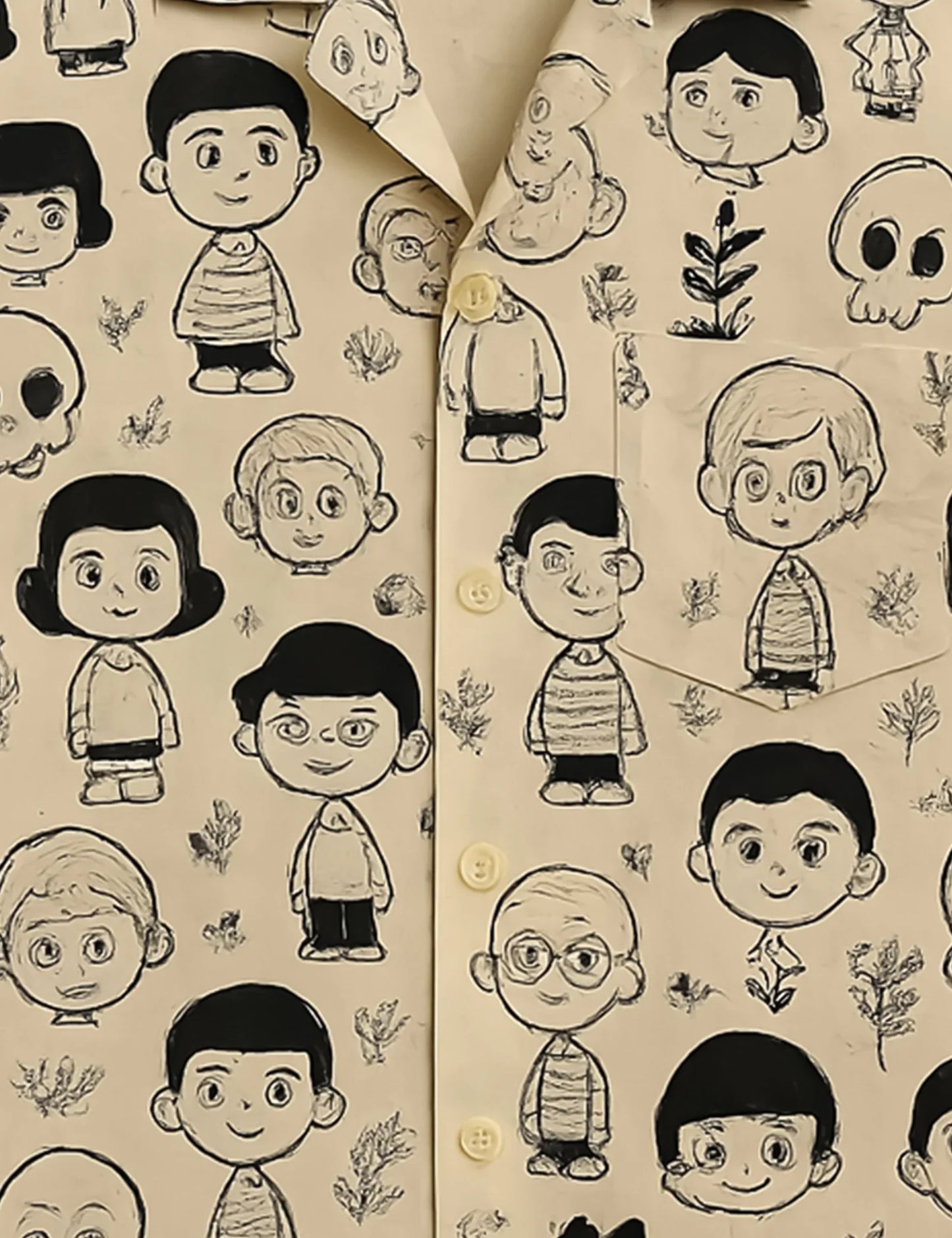 Cartoon Printed Tailored Touch Cotton Shirt for Men