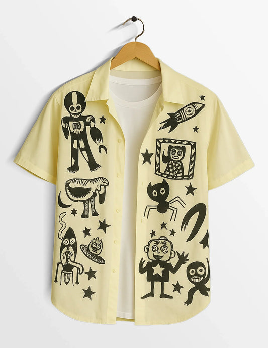 Graffitty Design Everyday Essential Cotton Shirt for Men