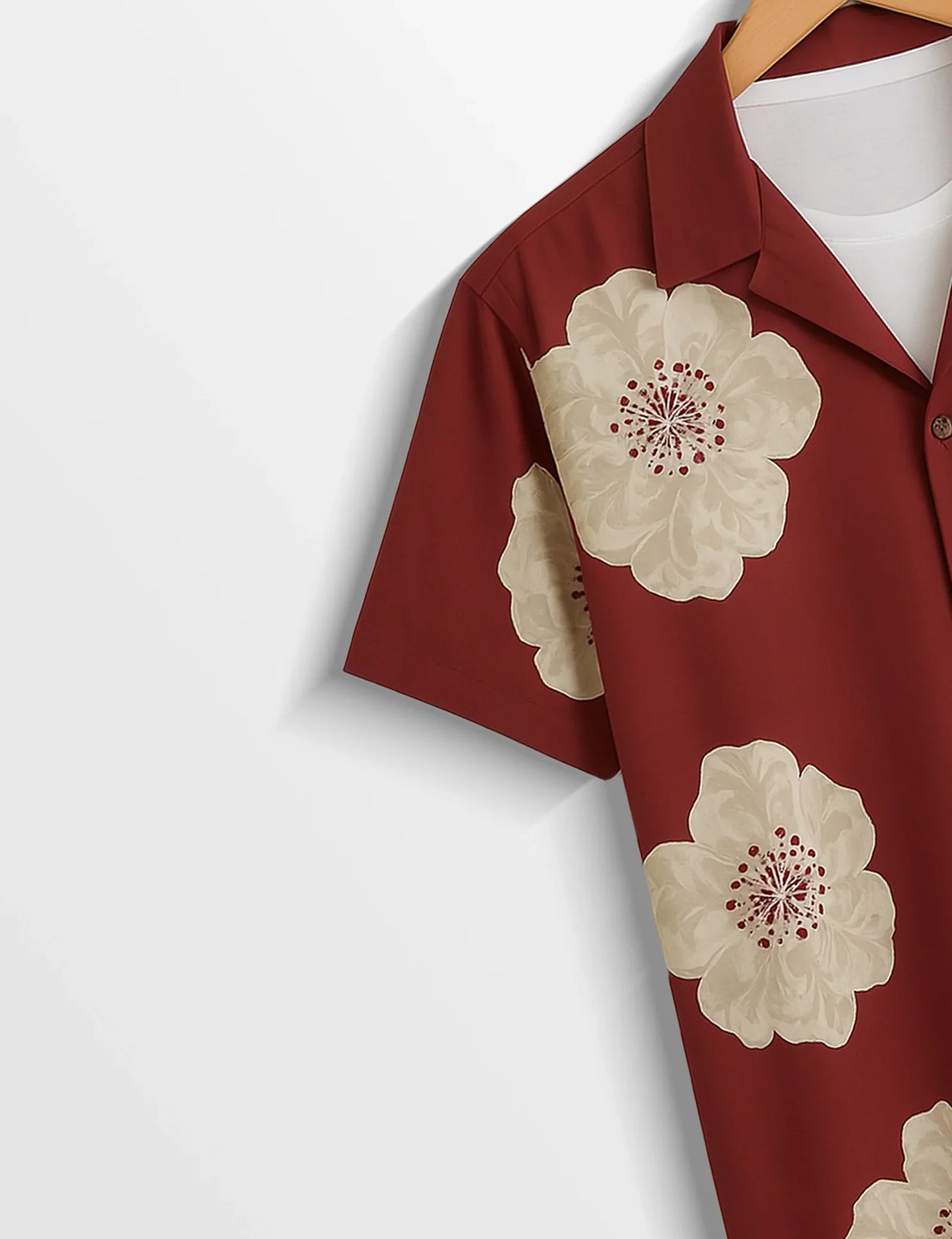 Red Flower SleekFit Cotton Casual Shirt for Men