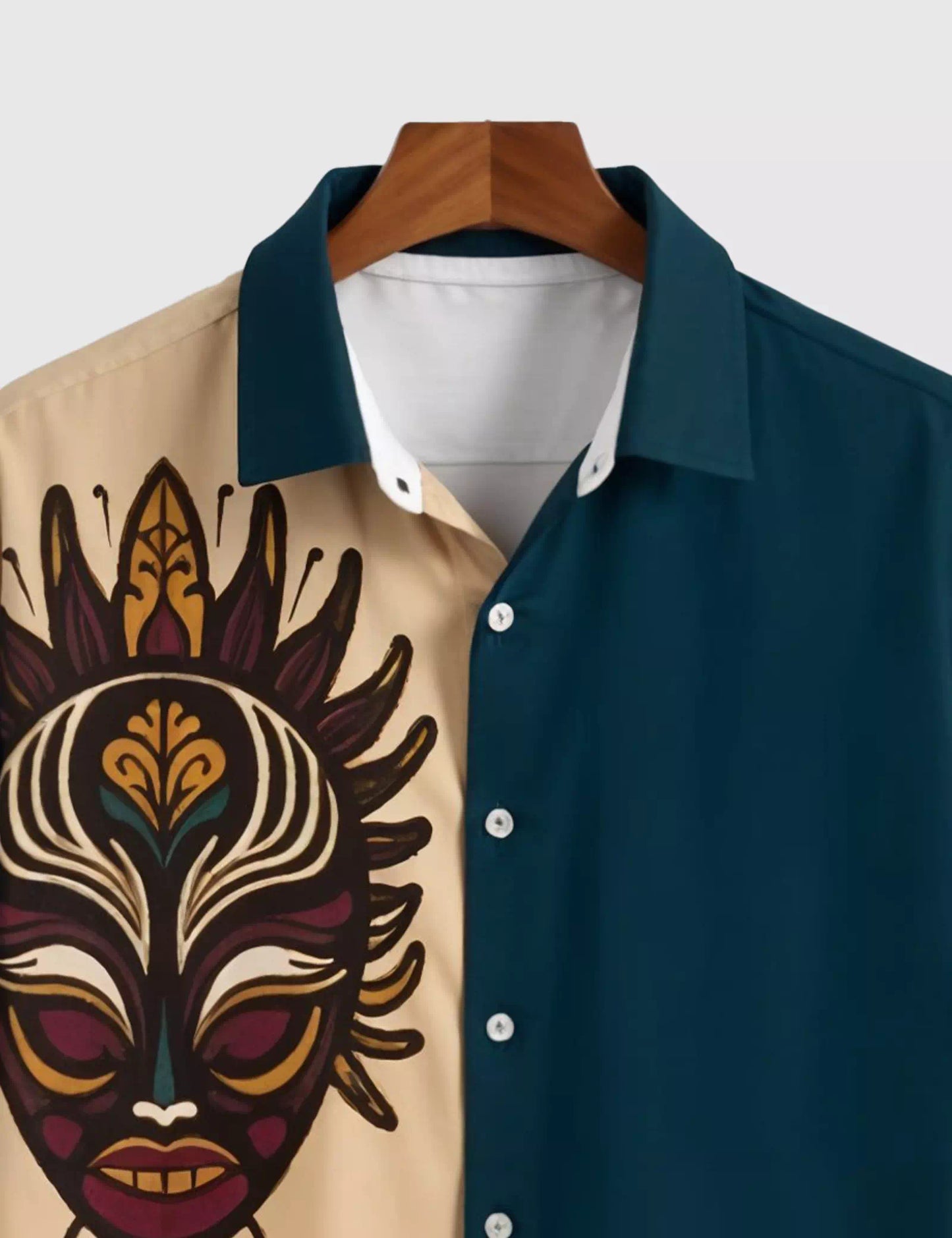 Cream Facemask Designer Men's Half Sleeves Printed Shirt Exclusive