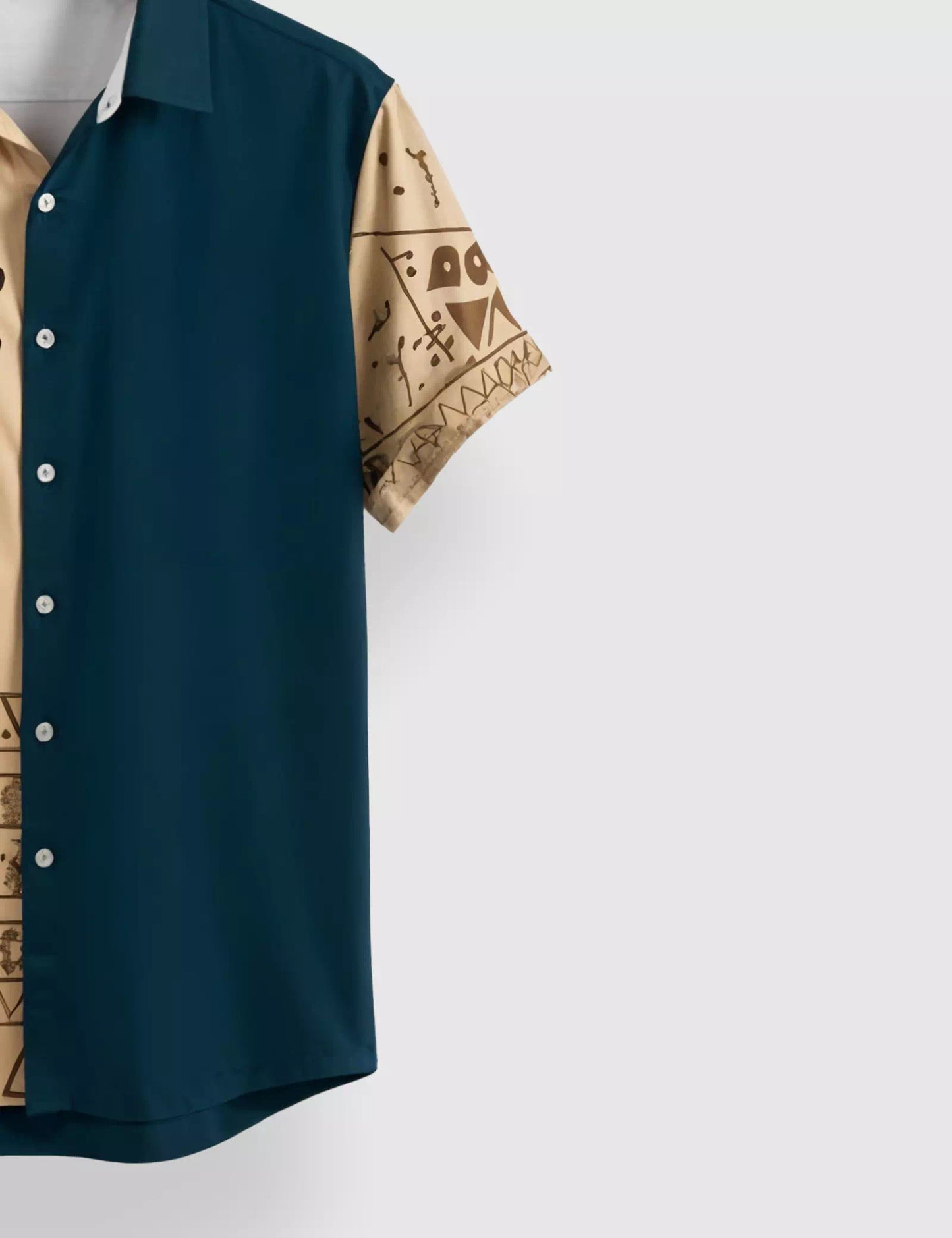 Cream Facemask Designer Men's Half Sleeves Printed Shirt Exclusive