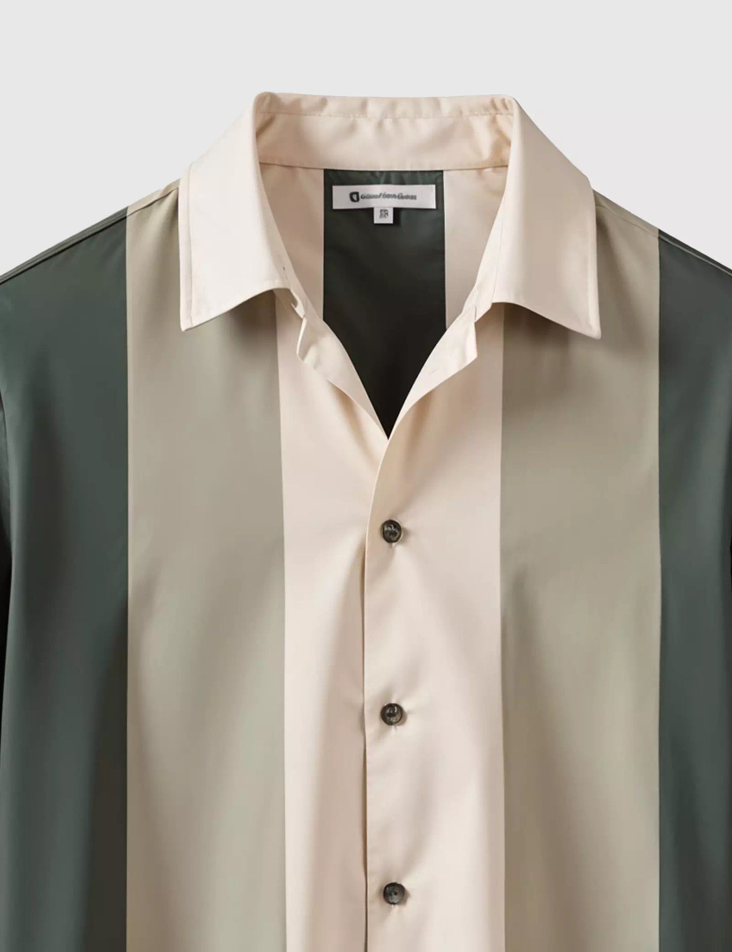 Cream and Green Stripped Designer Men's Half Sleeves Printed Shirt Exclusive