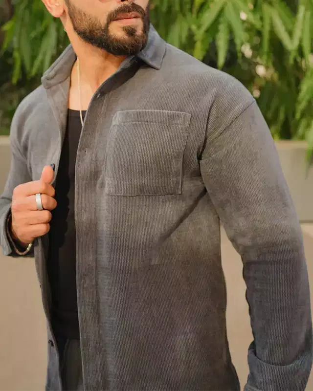 Gray Color Luxury Korean Style Full Co-Ord Set Trouser and Shirt