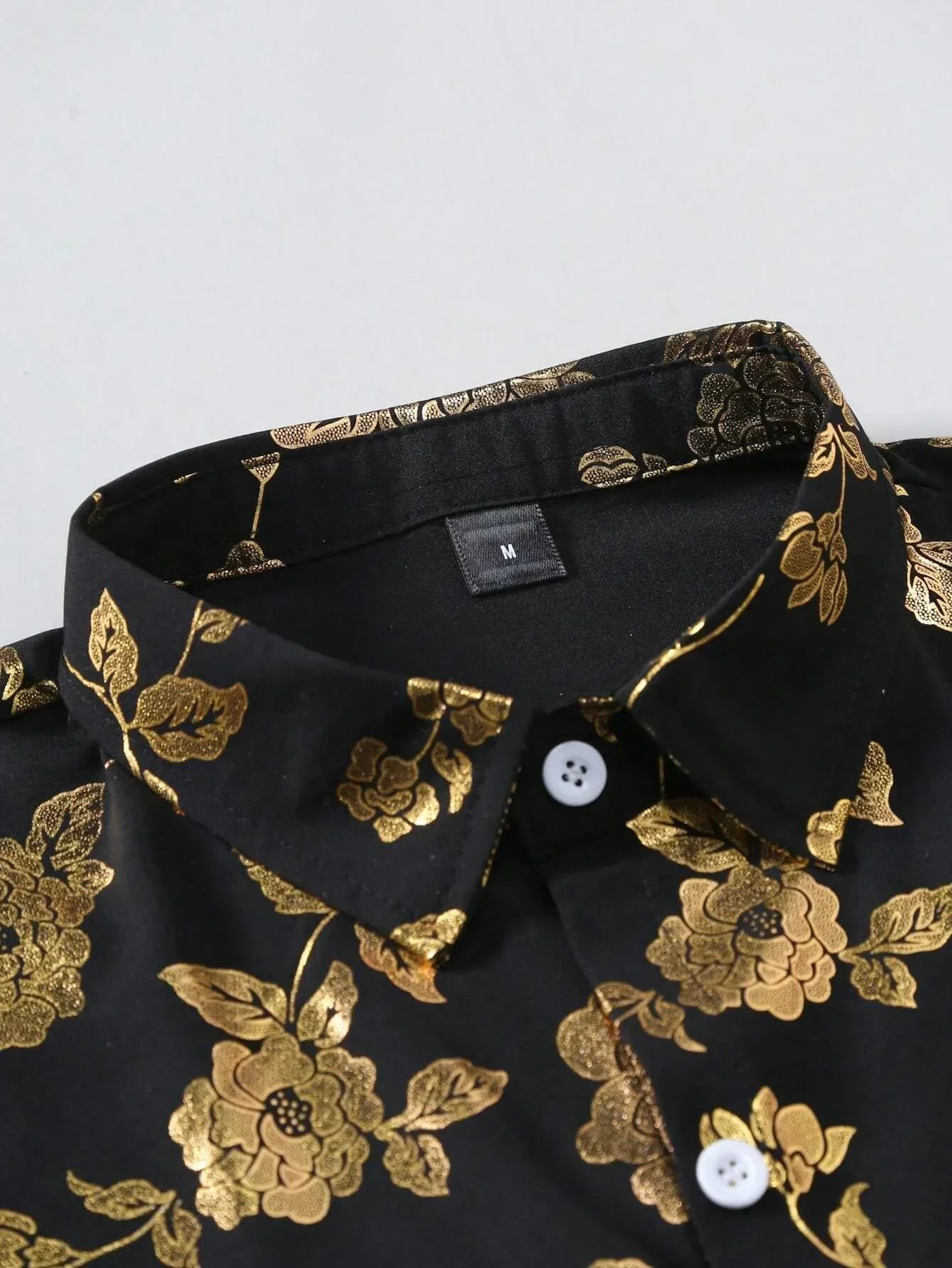 Men's Gold Floral Print Shirt Relaxed Printed Casualwear
