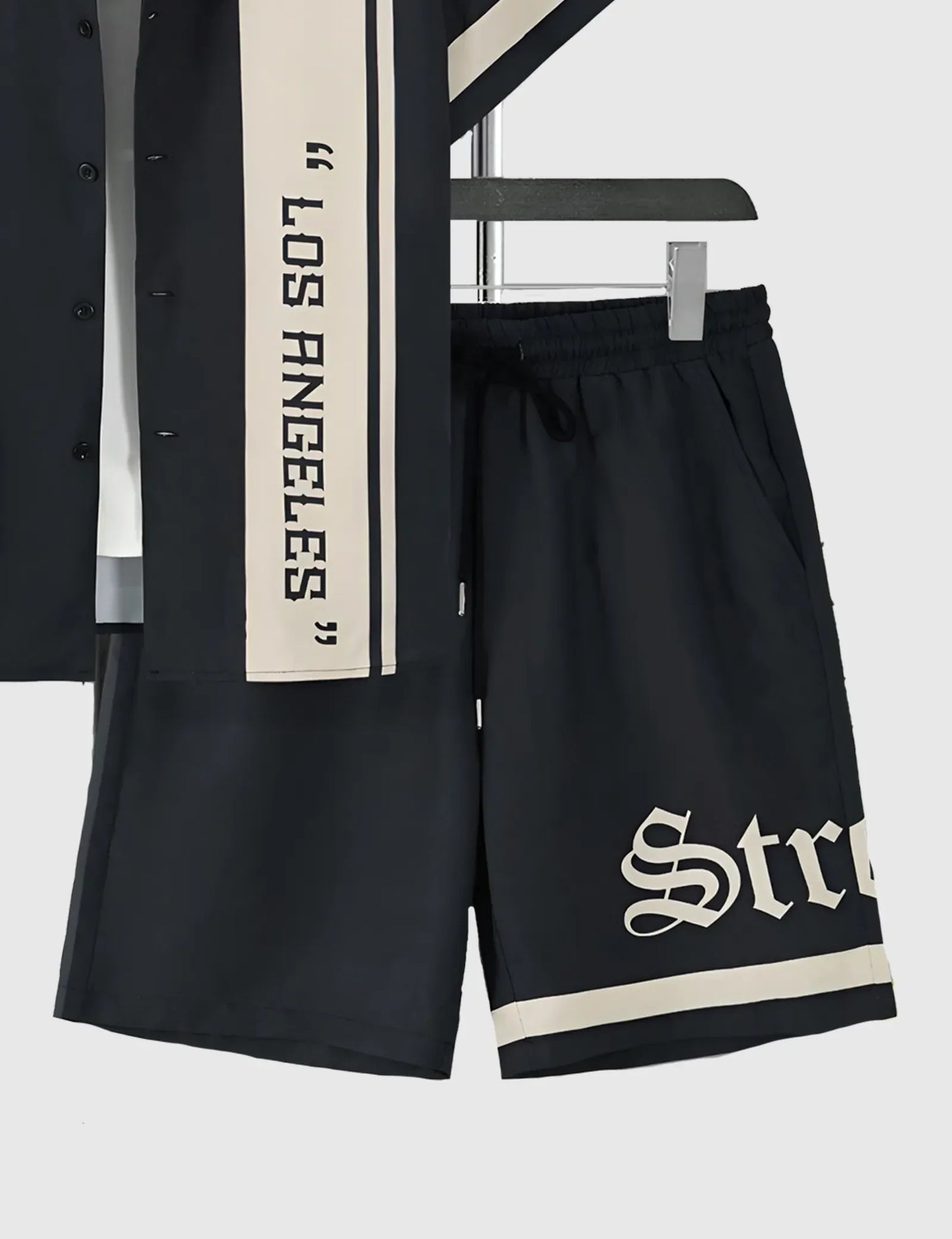 Men’s Los Angeles Text Graphic Print Shirt and Shorts Co-ord Set