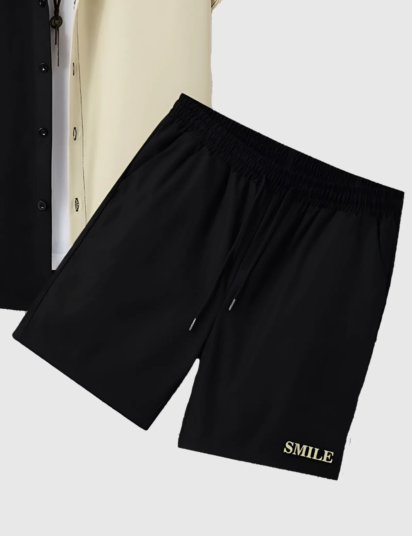 Men’s Off White Smile Colorblock Print Shirt and Shorts Co-ord Set
