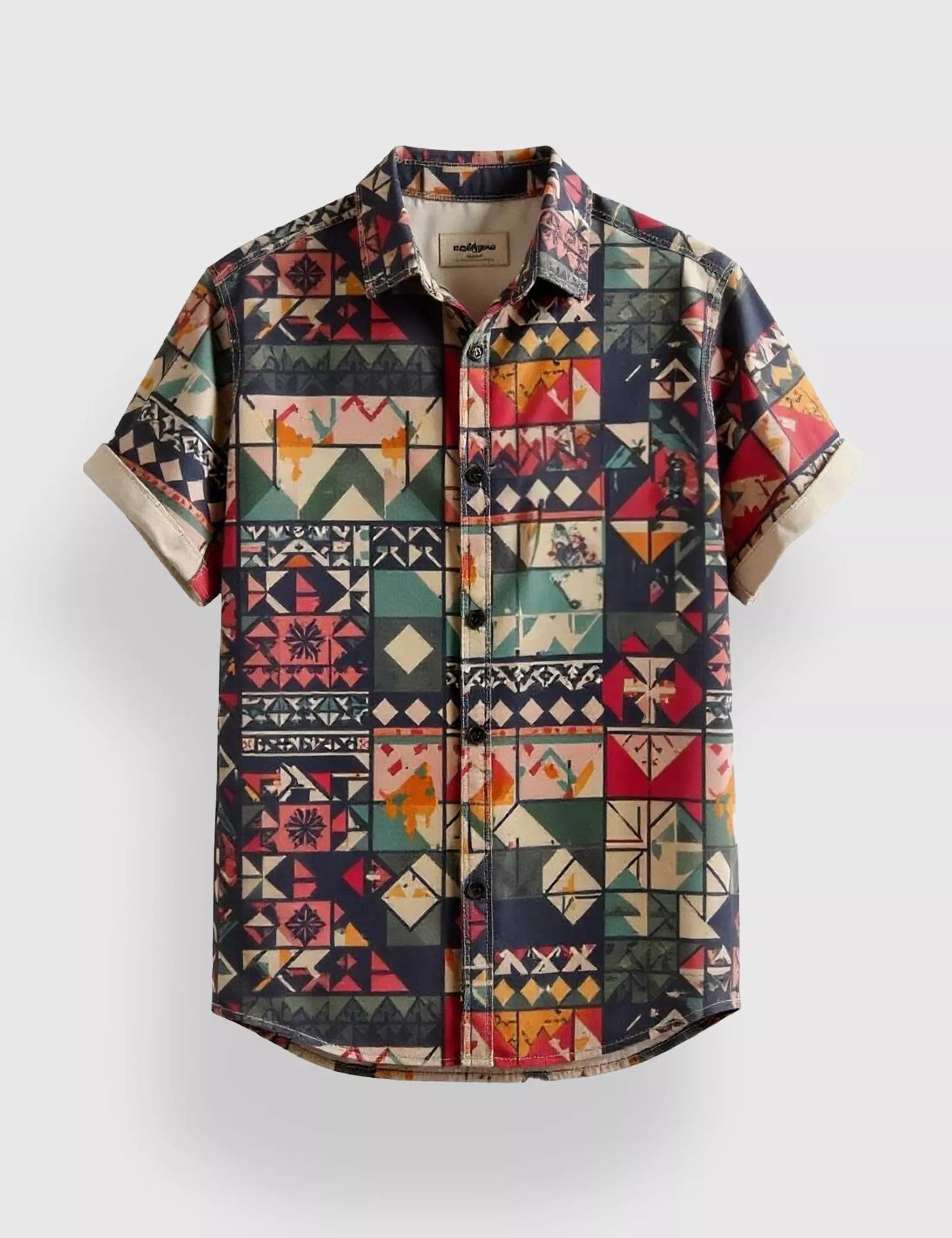 Multicolor Geomatric Designer Men's Half Sleeves Printed Shirt Exclusive