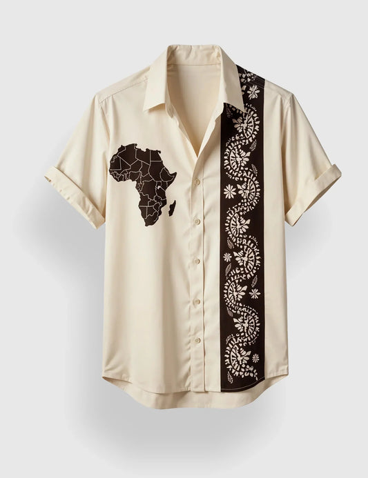 Yellow White Patch Men's Half Sleeves Printed Shirt Exclusive