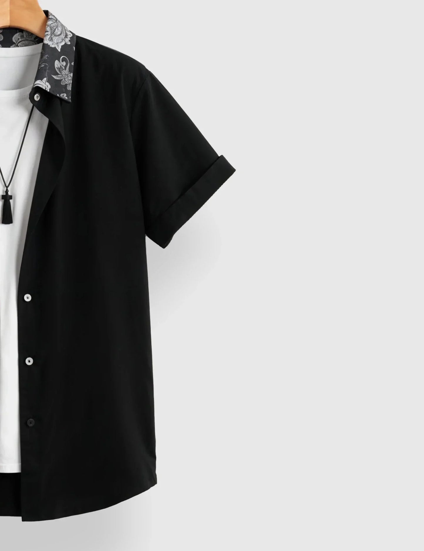 Black Illusion Designer Men's Half Sleeves Printed Shirt Exclusive