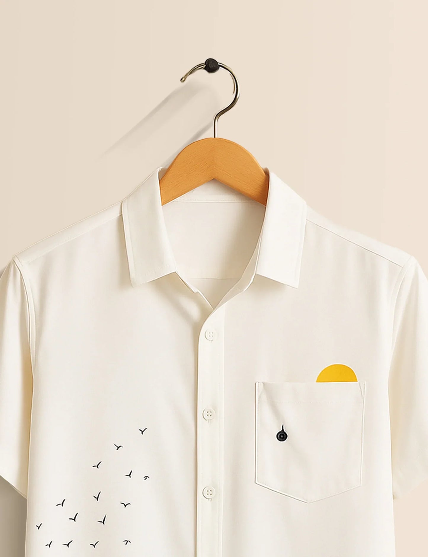 Men's White Ocean Wave Coastal Vibes - Printed Half Sleeve Shirt