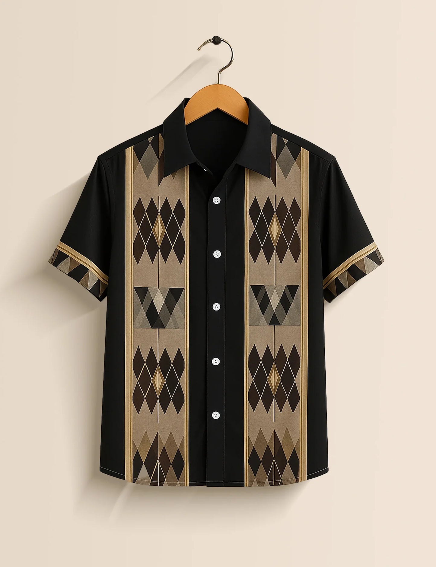 Men's Black Heritage Lines – Printed Half Sleeve Shirt