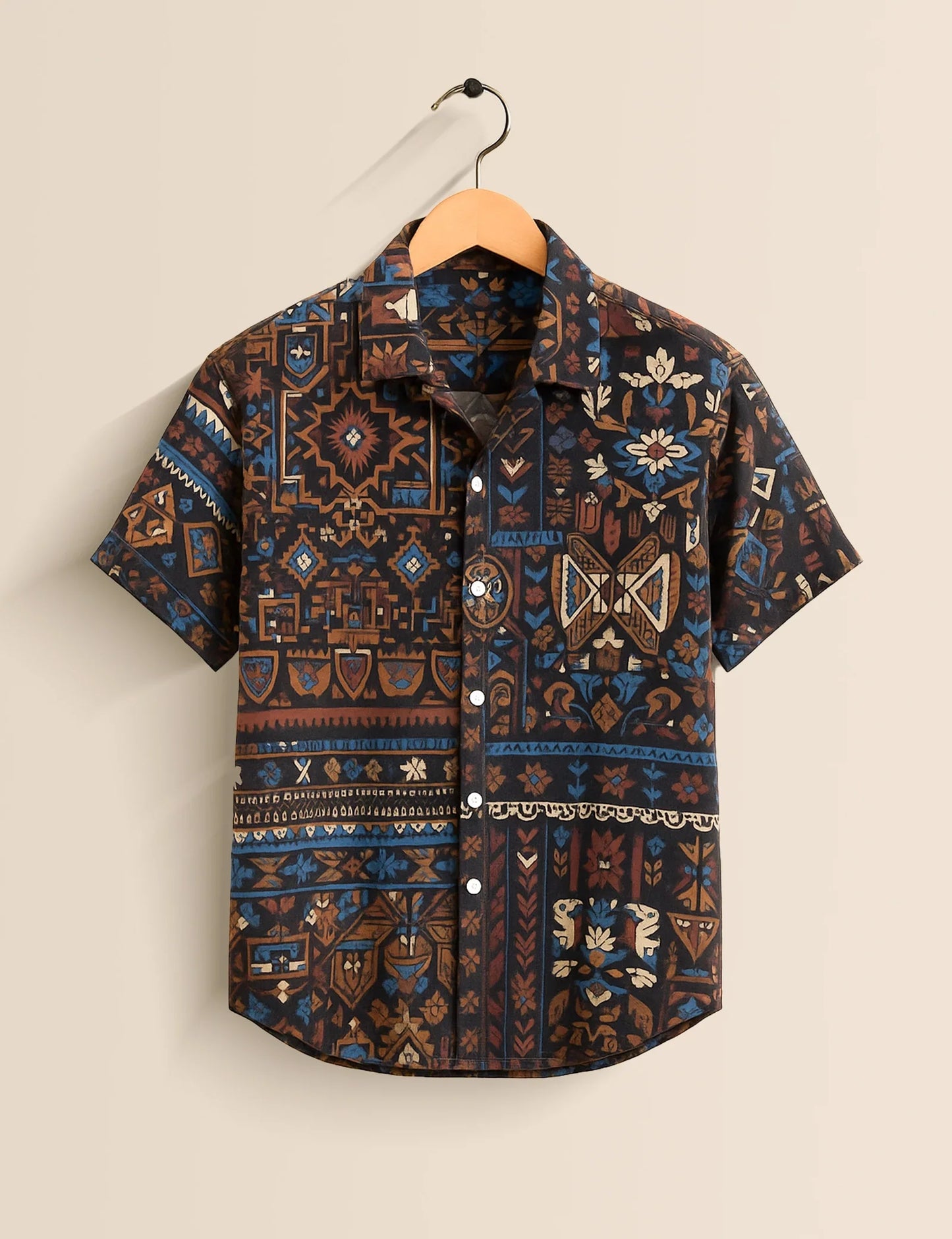 Men's Black Mystic Mosaic – Printed Half Sleeve Shirt