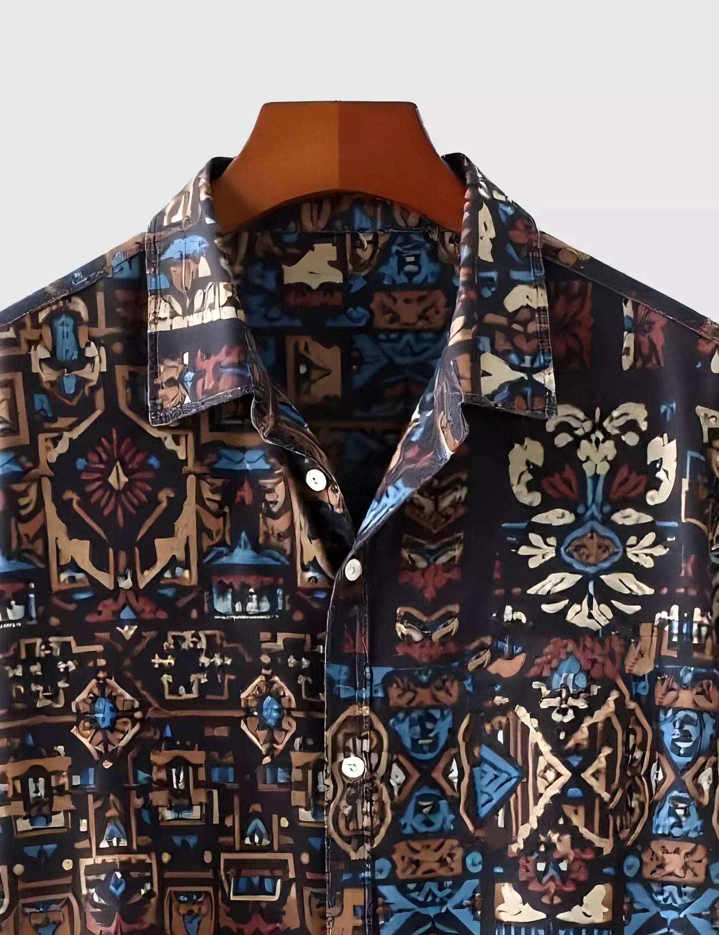 Brown Mandala Designer Men's Half Sleeves Printed Shirt Exclusive