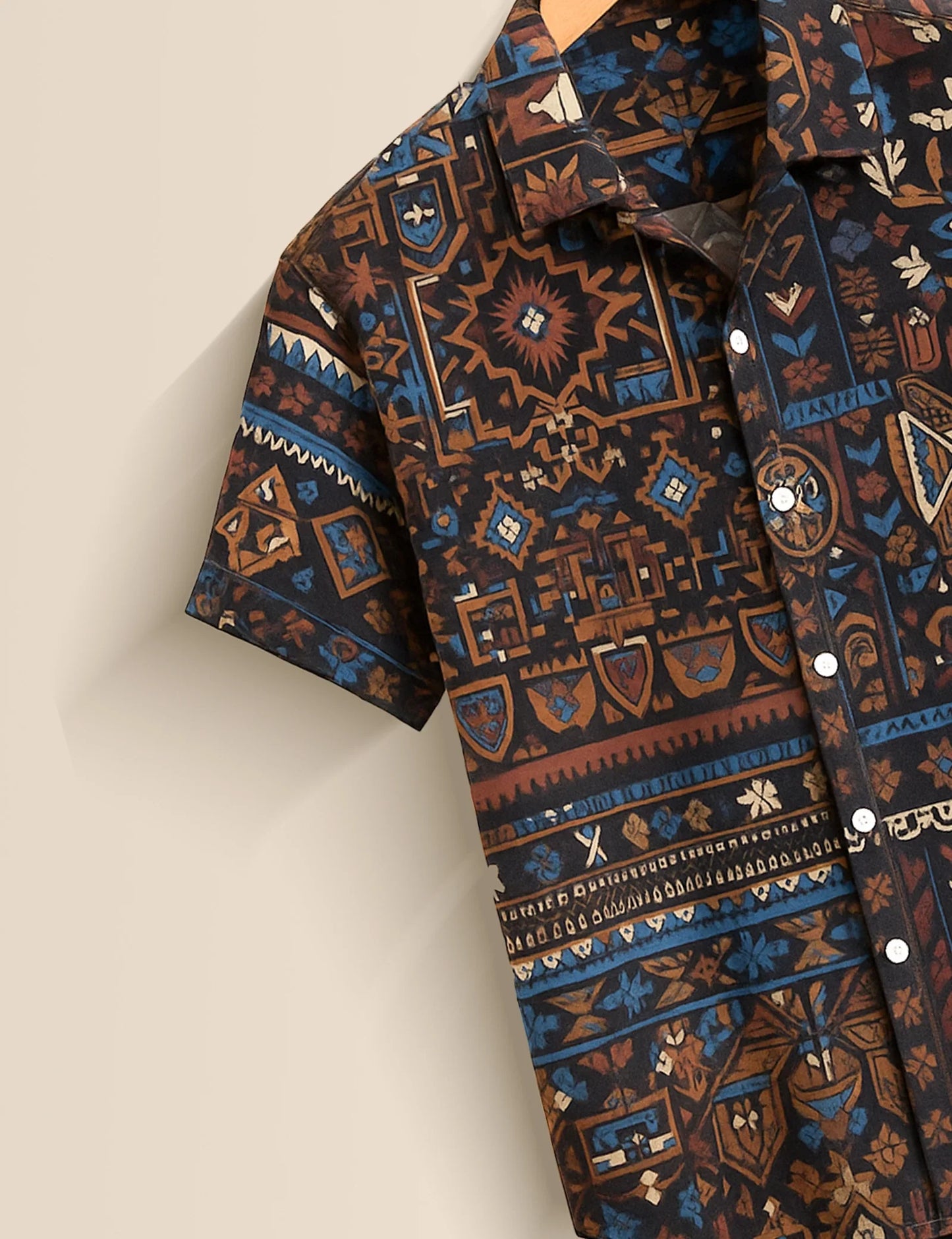 Men's Black Mystic Mosaic – Printed Half Sleeve Shirt