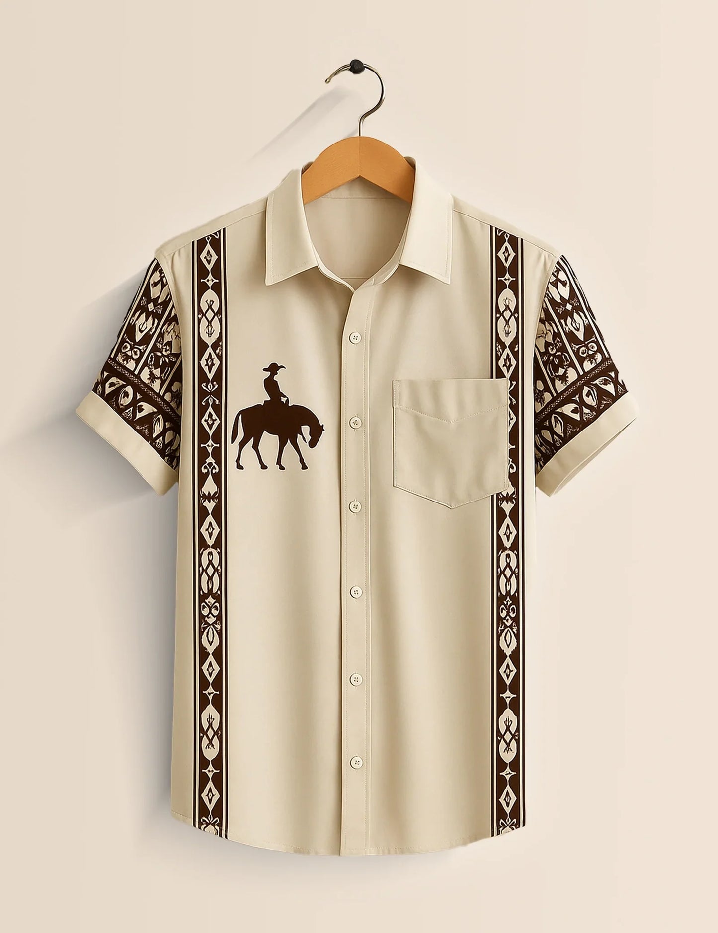 Men's Cowboy Silhouette Tribal – Printed Half Sleeve Shirt