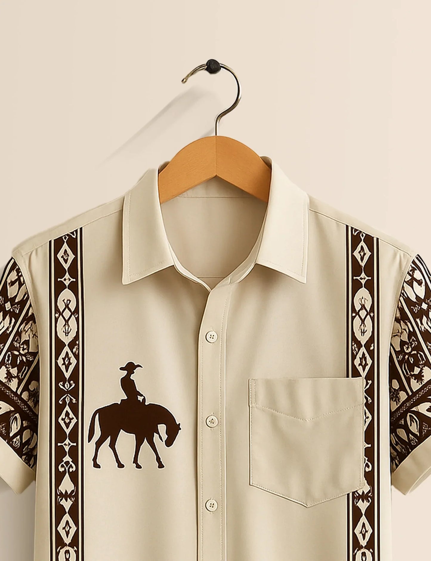 Men's Cowboy Silhouette Tribal – Printed Half Sleeve Shirt