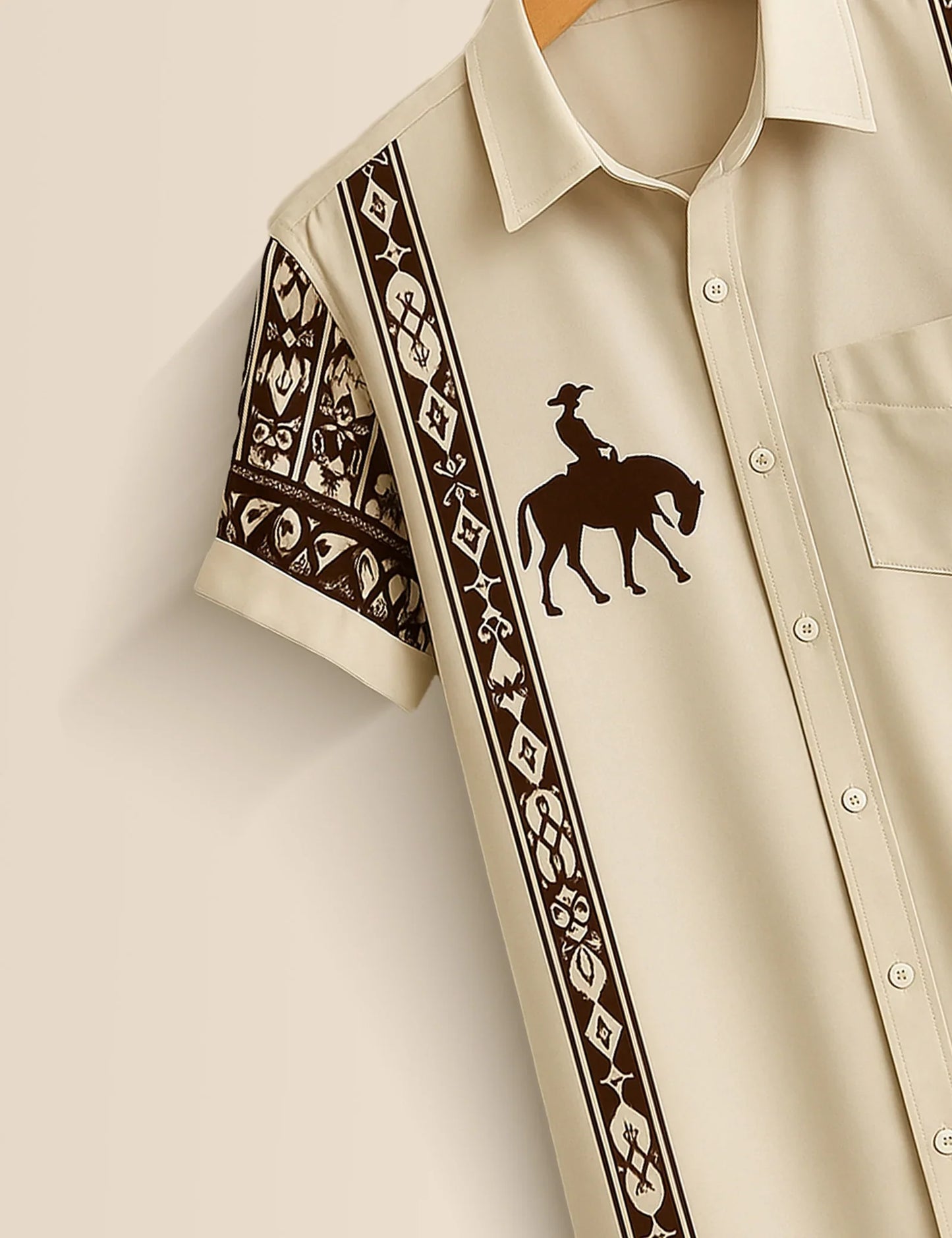 Men's Cowboy Silhouette Tribal – Printed Half Sleeve Shirt