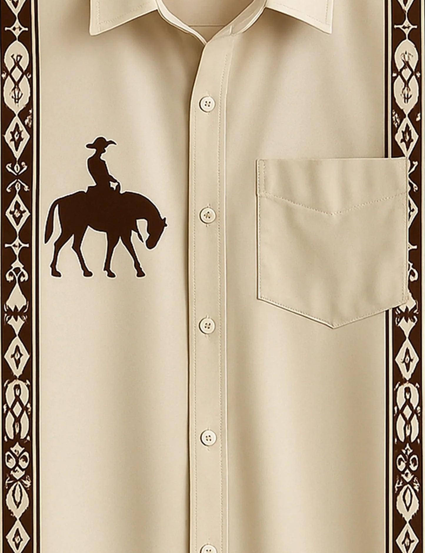 Men's Cowboy Silhouette Tribal – Printed Half Sleeve Shirt