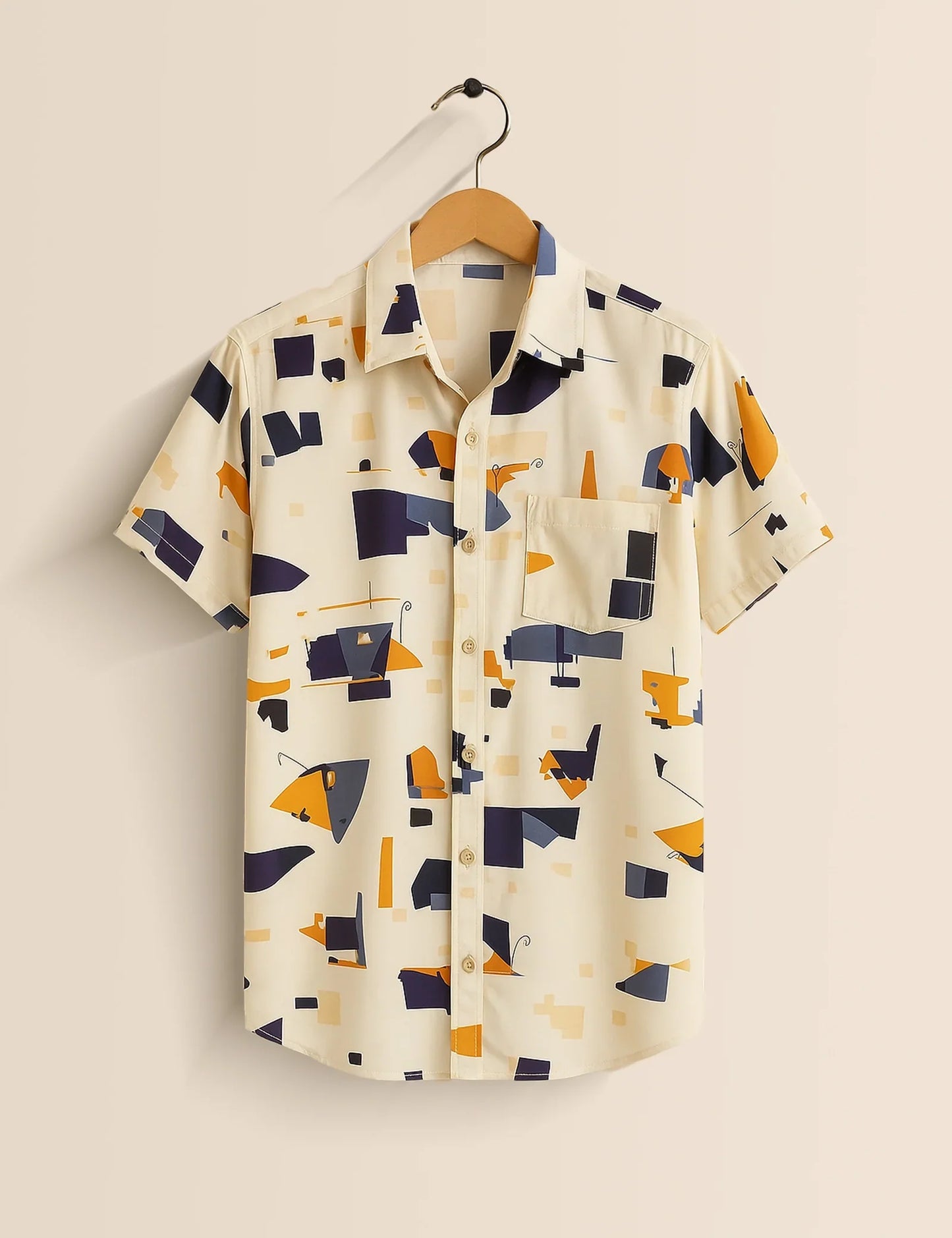 Men's Light Abstract Geometric Print – Printed Half Sleeve Shirt