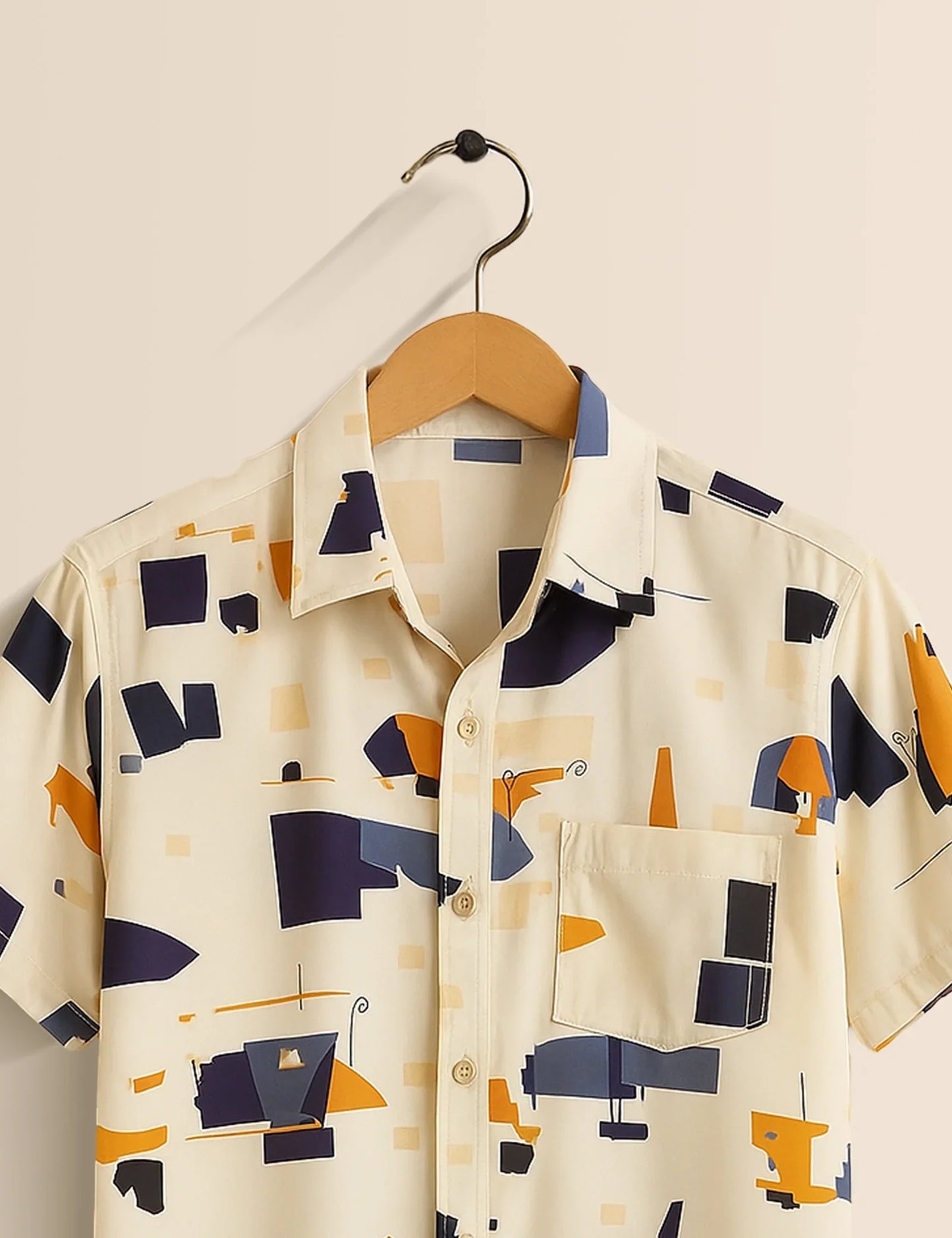 Men's Light Abstract Geometric Print – Printed Half Sleeve Shirt