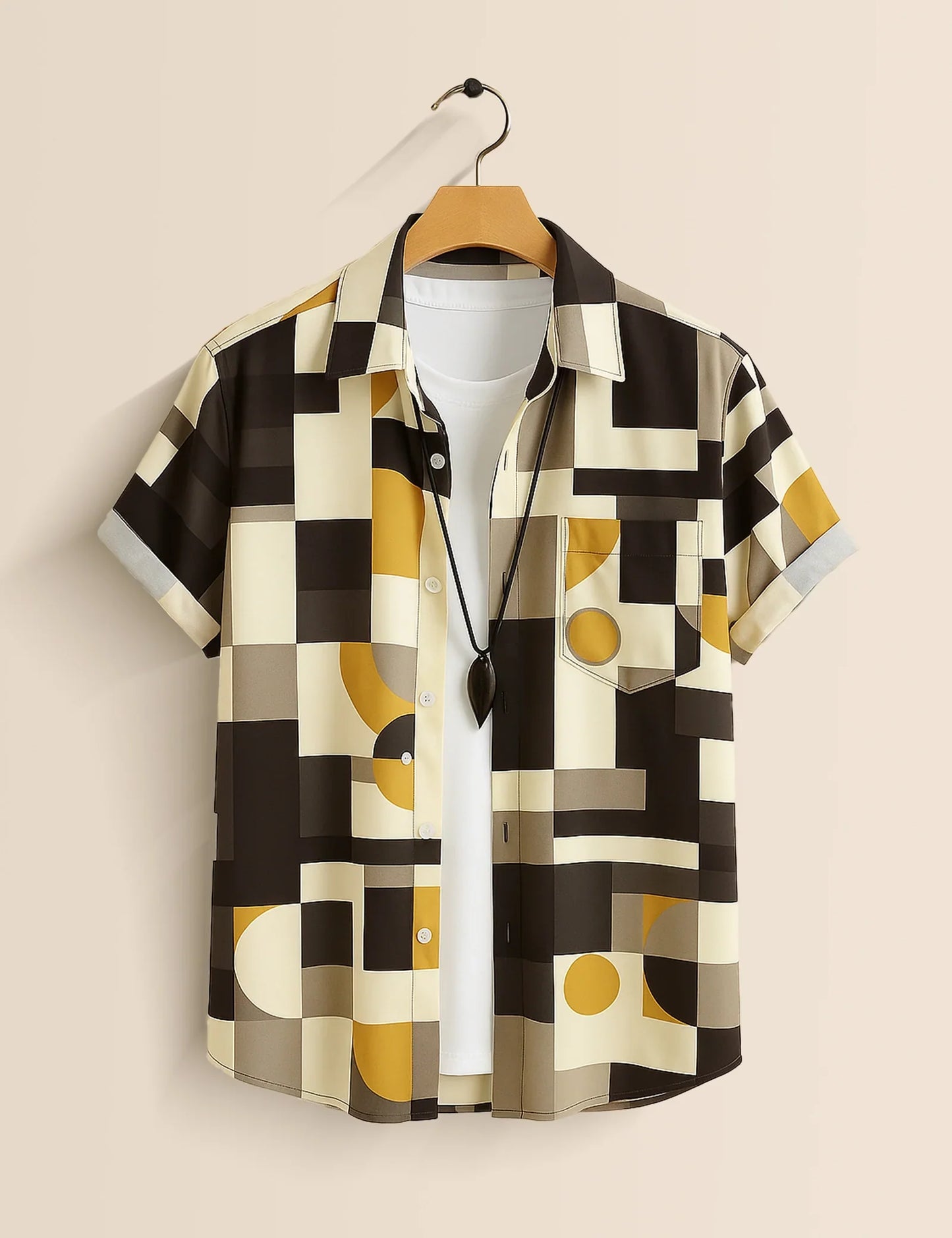 Men's Geometric Modern Abstract Style - Printed Half Sleeve Shirt