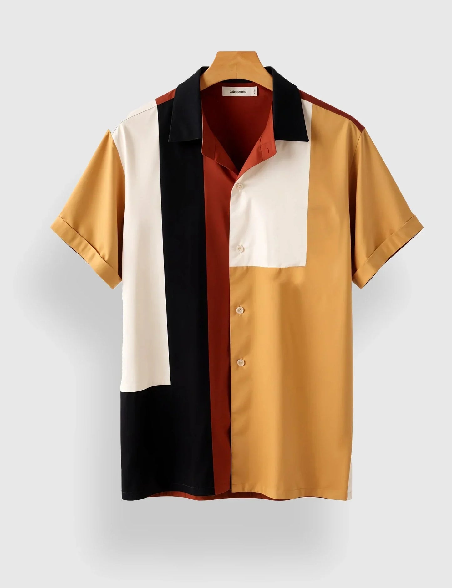 Yellow White Patch Men's Half Sleeves Printed Shirt Exclusive