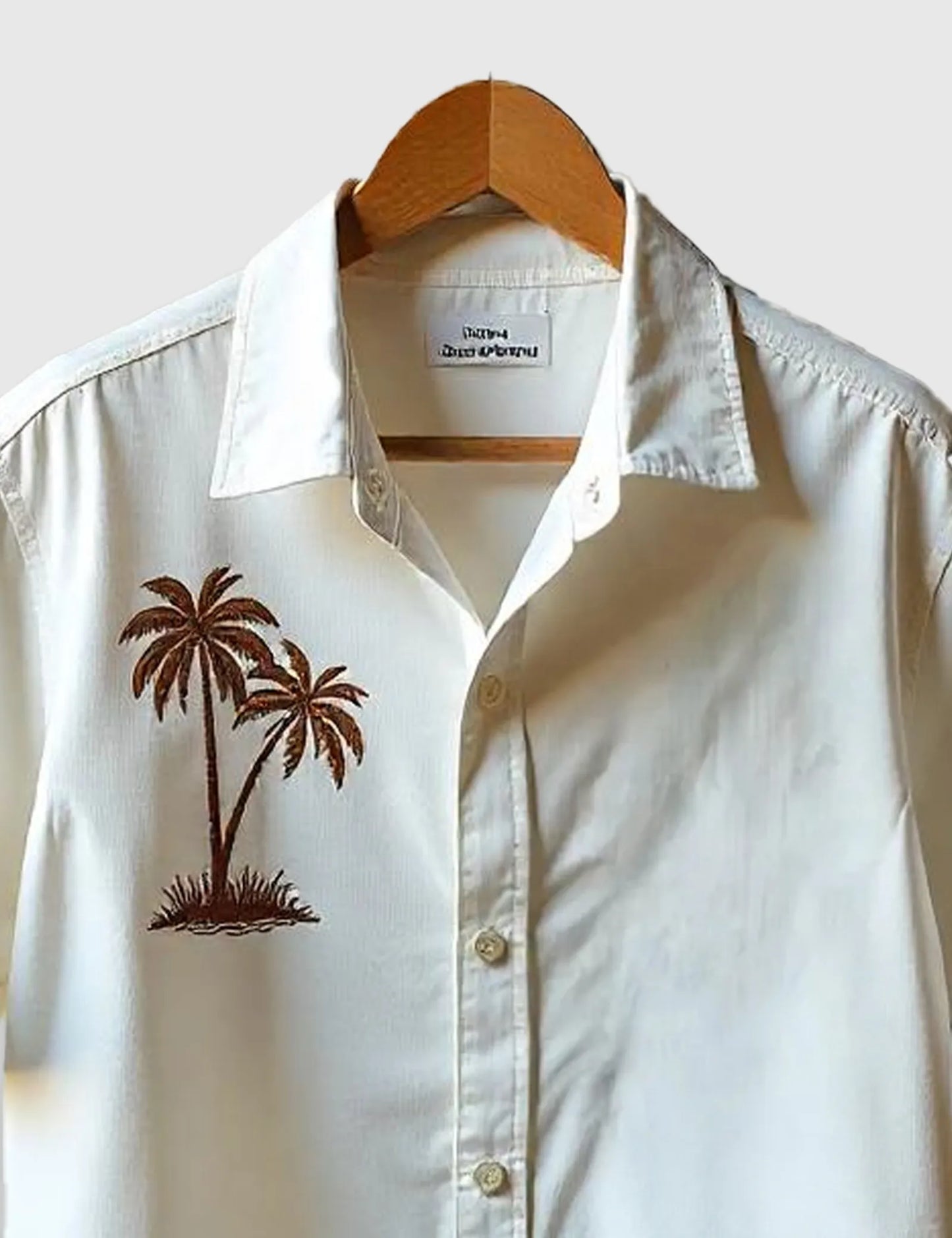 White Coconut Tree Flower Men's Half Sleeves Printed Shirt Exclusive