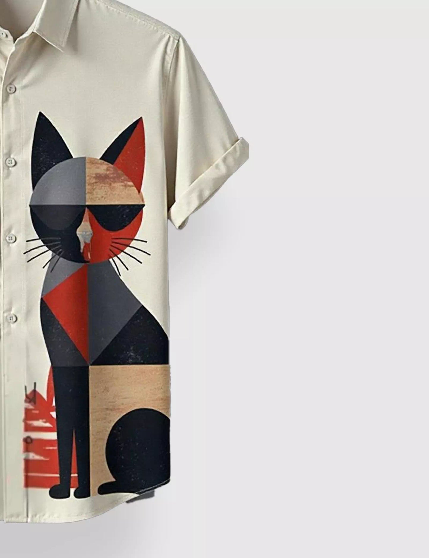 White Multicat Designer Men's Half Sleeves Printed Shirt Exclusive